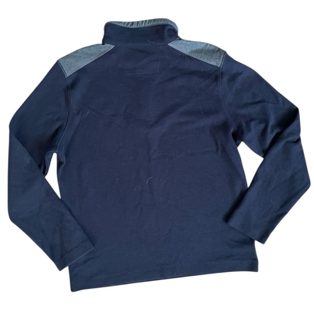 Banana Republic Men’s Sweater Quarter Zip Pullover Cotton Navy Blue Size Large - Picture 3 of 5